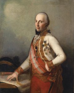 Veldmaarschalk Aartshertog Karl in uniform met het Grootkruis van de Militaire Maria Theresia Orde en de insignes van een Grootmeester van de Duitse Orde